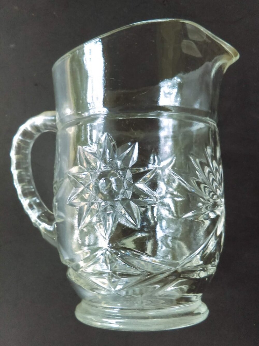Anchor Hocking Pint Pitcher Star Of David 1960's Clear Glass Starburst Vintage
